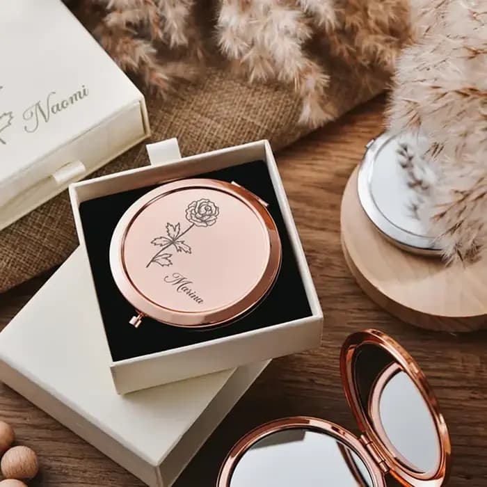 Miroir de maquillage personnalisé avec nom