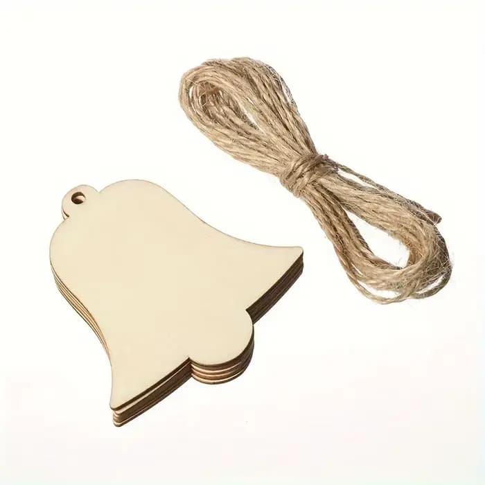 Ornements de noël en bois pour peindre, bricolage, cloches vierges, découpes, ornement en bois inachevé pour l'artisanat, arbre de noël suspendu, 10 pièces