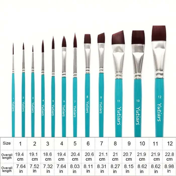 Lot de 12 pinceaux professionnels pour maquillage artistique avec poils en nylon