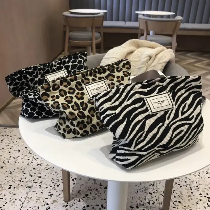 Grand sac à cosmétiques léopard pour femmes