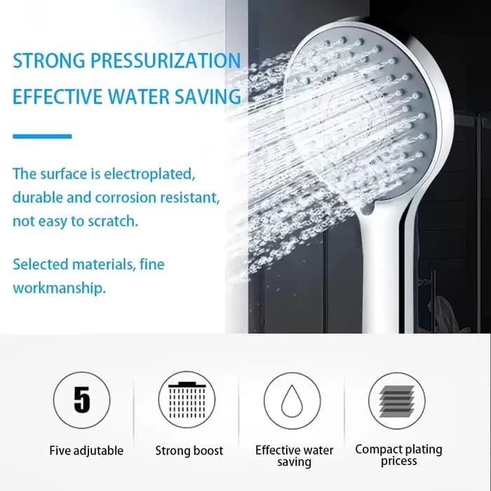 Pulvérisateur de salle de bains, pomme de douche à Jet, économie d'eau, Portable réglable, 5 Modes, douche Spa, pomme de bain, accessoires de salle de bains