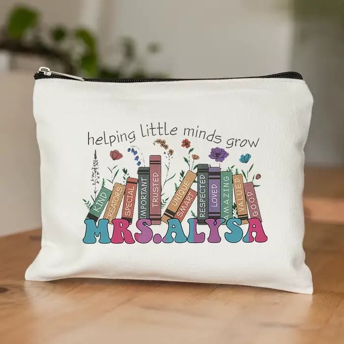 Trousse de maquillage personnalisée avec nom de l'enseignant