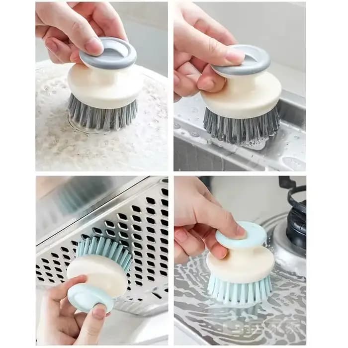 Brosse à vaisselle multifonctionnelle avec manche, brosse à poils rigides pour la vaisselle, les casseroles, les poêles et le nettoyage de l'évier
