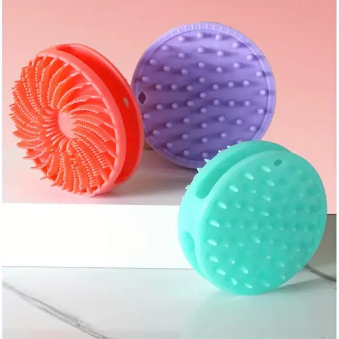 Brosse de douche en silicone double face pour le lavage des cheveux, le massage, le gommage, l'exfoliation et le nettoyage
