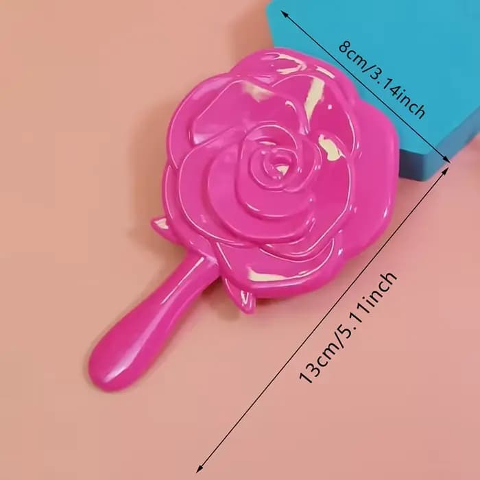 Miroir de maquillage vintage rose avec poignée pour femme