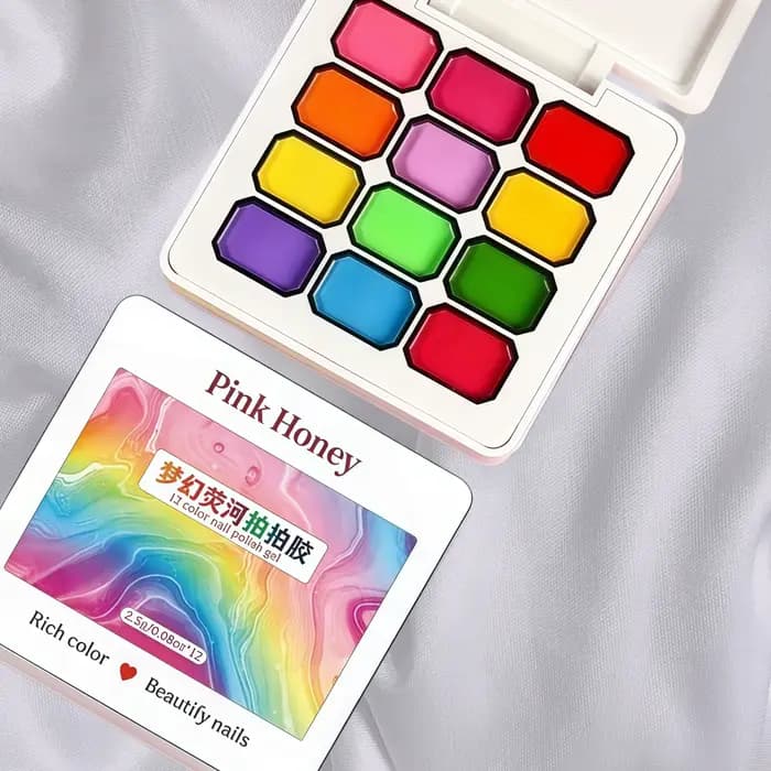 Kit de gel à ongles solide arc-en-ciel 12 couleurs, kit de gel à ongles brillant à haute saturation, nail art LED tendance, cadeau idéal, populaire en été