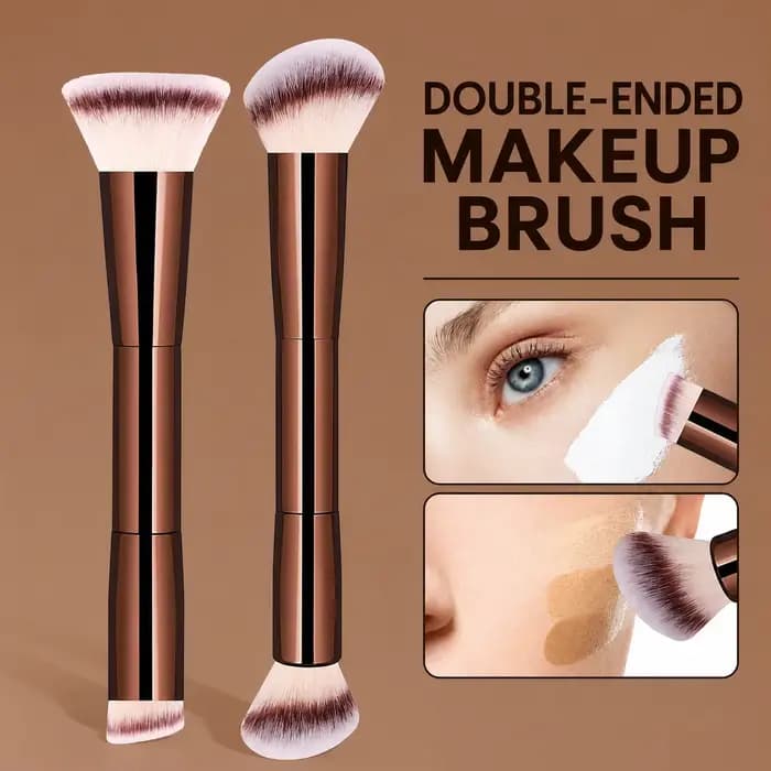 Ensemble de 2 pinceaux de maquillage à double extrémité – Fond de teint et blush