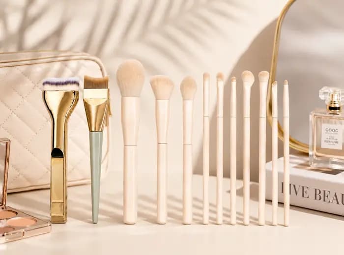 Ensemble professionnel de 12 pinceaux de maquillage avec pinceau pour le fond de teint