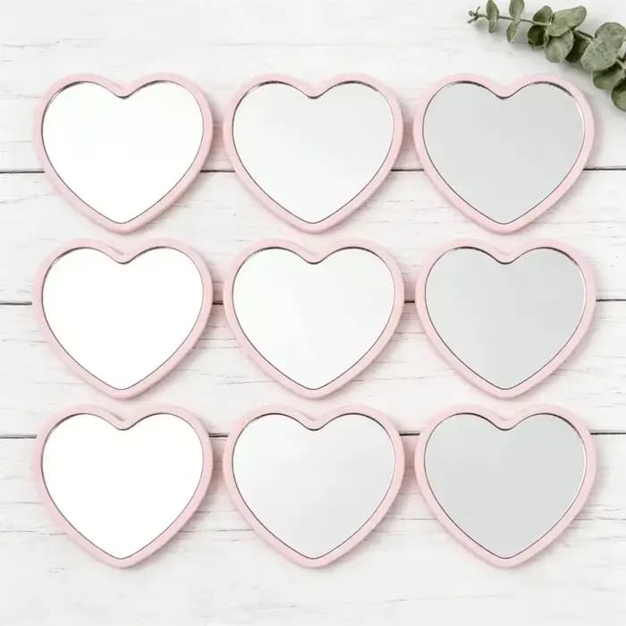 Mini miroir de maquillage mignon en forme de cœur