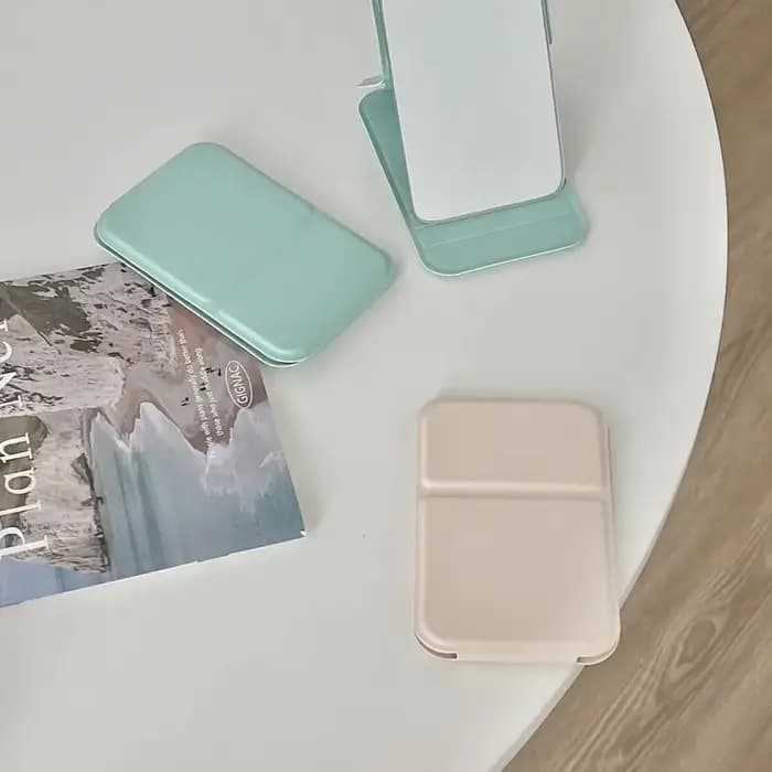 Miroir de maquillage de bureau en cuir PU
