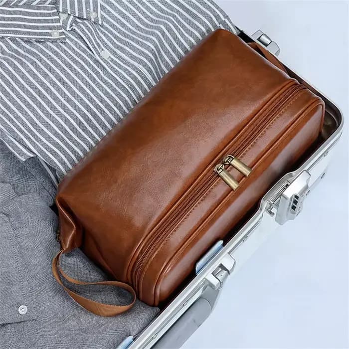 Trousse de toilette en cuir pour hommes et femmes