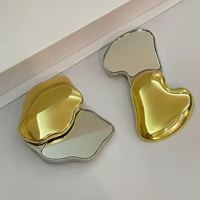 Miroir de maquillage double face en forme de cœur Z. Mignon petit
