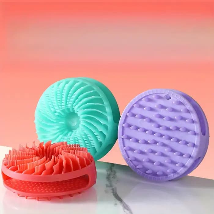 Brosse de douche en silicone double face pour le lavage des cheveux, le massage, le gommage, l'exfoliation et le nettoyage
