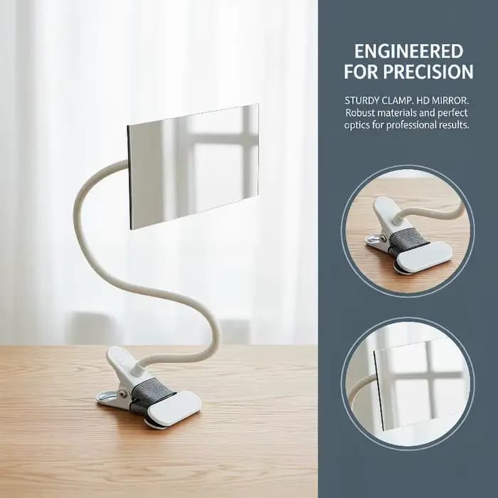 Application de cils sans effort avec 360 ° Miroir HD à pince flexible réglable