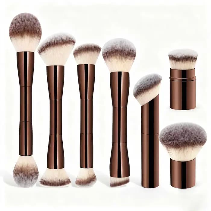 Pinceaux de maquillage double tête pour fond de teint