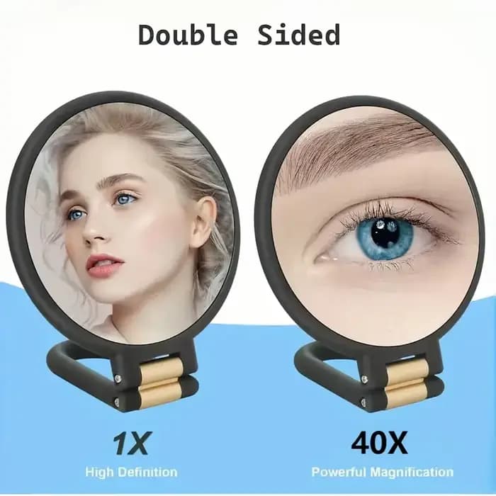 Miroir portatif double face à grossissement 40X avec 360 ° Support réglable et étui de voyage