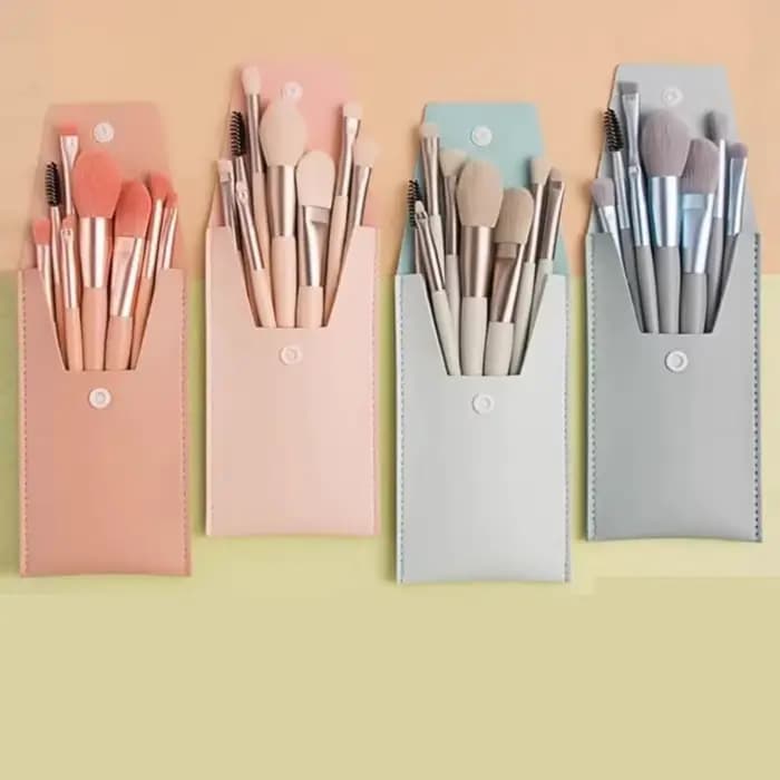Ensemble de pinceaux à maquillage à poils doux Macaron