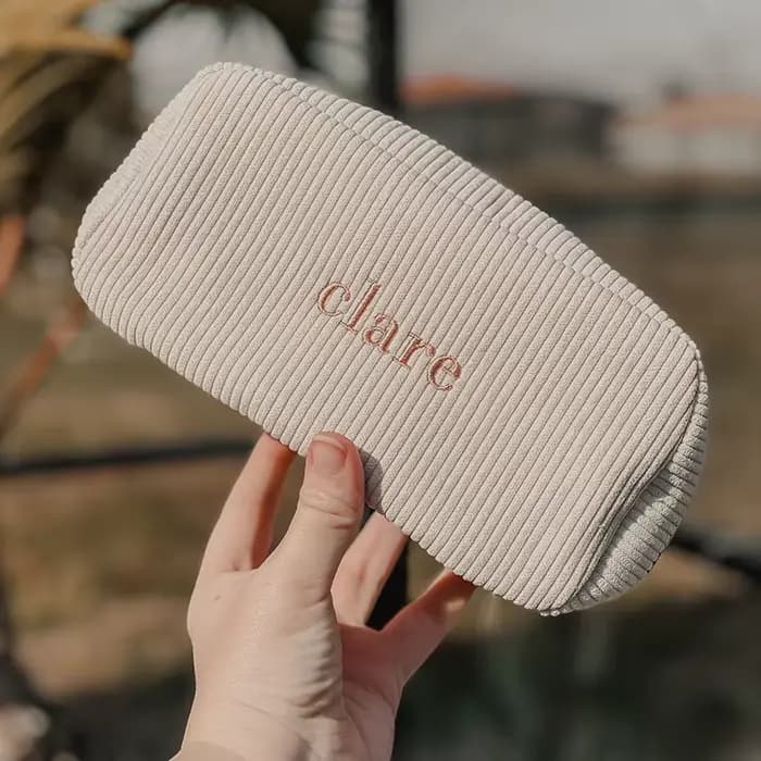 Sac à cosmétiques brodé personnalisé avec nom