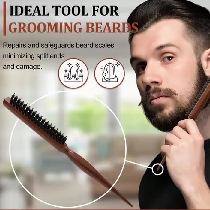Brosse à cheveux à poils de qualité supérieure avec manche en bois, réduit les frisottis et l'électricité statique, ensemble de brosses à poils de Massage du cuir chevelu pour tous les Types de cheveu