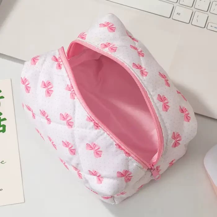 Sac à cosmétiques rose avec fermeture éclair