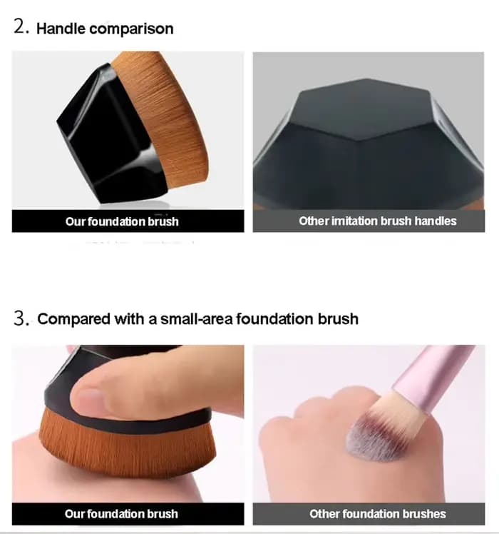 Pinceau de maquillage Kabuki à tête plate haute densité pour une application impeccable de la poudre, des liquides et des crèmes, et un estompage en douceur
