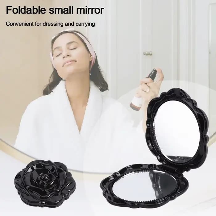 Miroir de maquillage double face en forme de rose