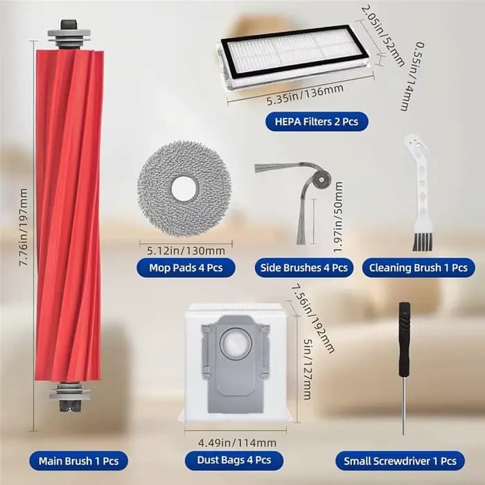 Kit d'accessoires A21F-Qrevo S Pro pour aspirateur robot Roborock QX Revo Plus, QV 35A(S), Qrevo S Pro, pour Roborock QV 35A, 17 pièces