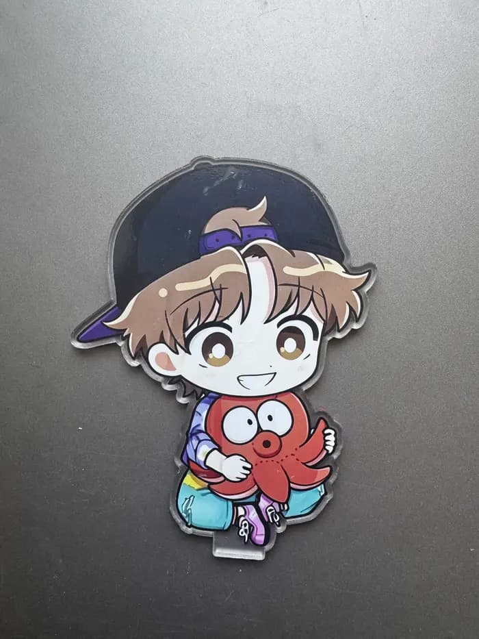 Badge porte-clés créatif personnalisable en acrylique, double face, pour décoration de bureau, souvenir de festival, style dessin animé