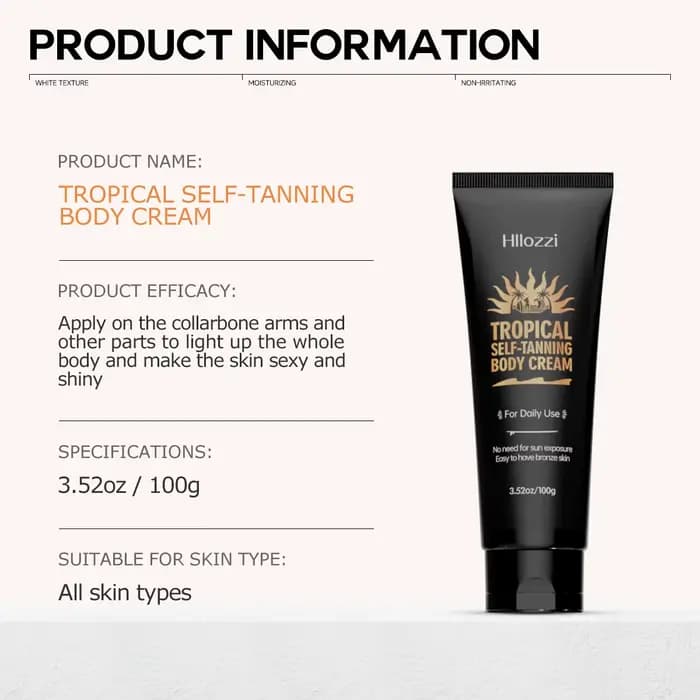 La lotion autobronzante peut être utilisée sur toutes les parties du visage et du corps pour hydrate et hydrater.