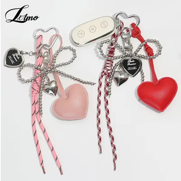 Porte-clés à pampilles en forme de cœur d'amour, breloque de luxe, fait à la main, créatif, nœud papillon, mignon, brillant, accessoires de sac