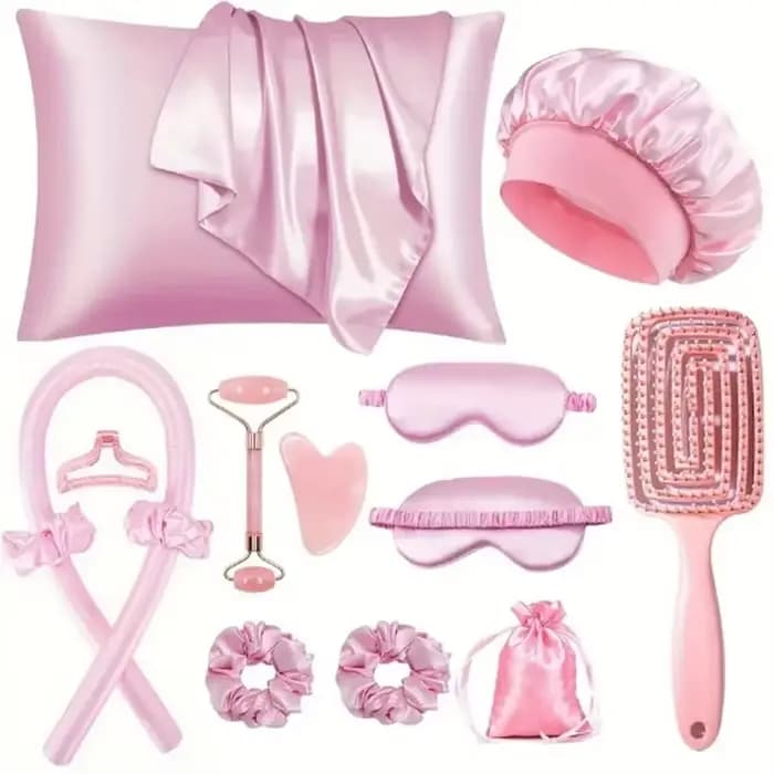 Ensemble de baguettes à friser sans chaleur | Kit de boucles soyeuses fraîches d'été paresseux | avec bonnet de douche