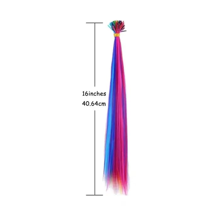 Kit d'extension de cheveux arc-en-ciel de 16 pouces, couleur synthétique, extension de cheveux en bâton, femmes avec microperles, cosplay pour dames