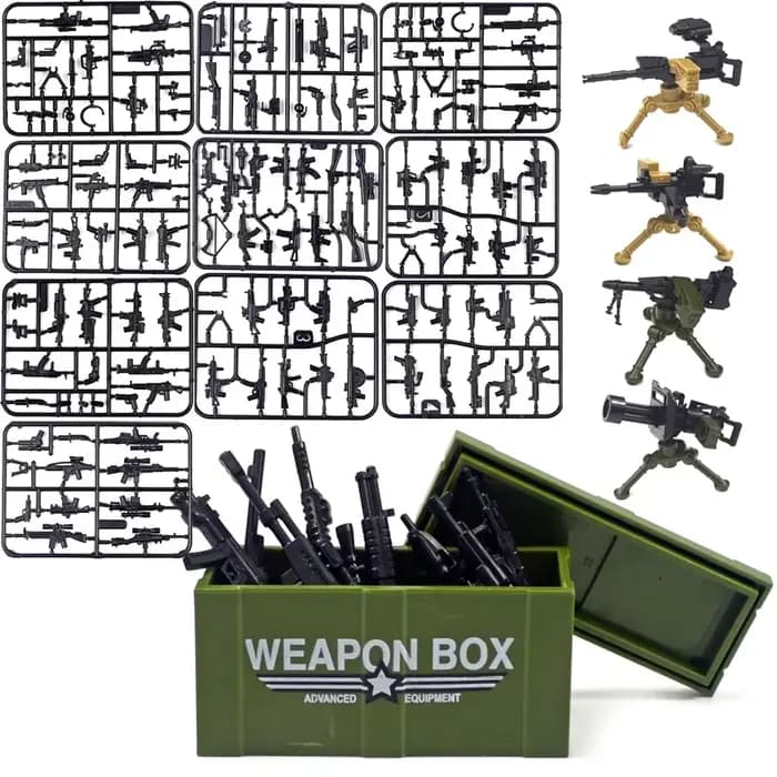 Accessoires d'armes militaires WW2, pistolet de l'armée SUV, conteneur de moto, bloc de construction, clôture, chien de Police, soldat SWAT, briques MOC