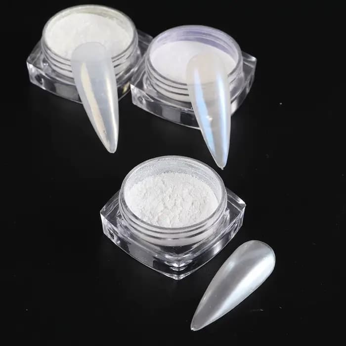 1-6 Boîtes de Poudre à Ongles Effet Miroir Perle Clair de Lune, Paillettes Blanches Fines, Pigment Effet Métallique, Gel Polish Chrome Holographique