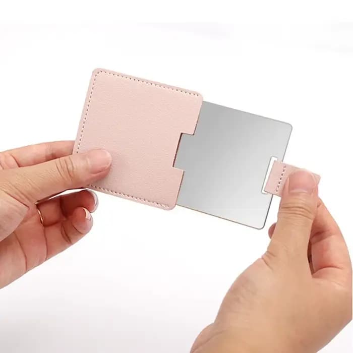 Miroir de poche compact en acier inoxydable