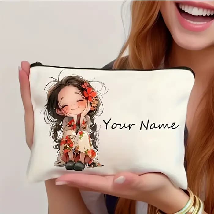 1 pièce Trousse de maquillage personnalisable à motif de dessin animé - Pochette de toilette durable à impression
