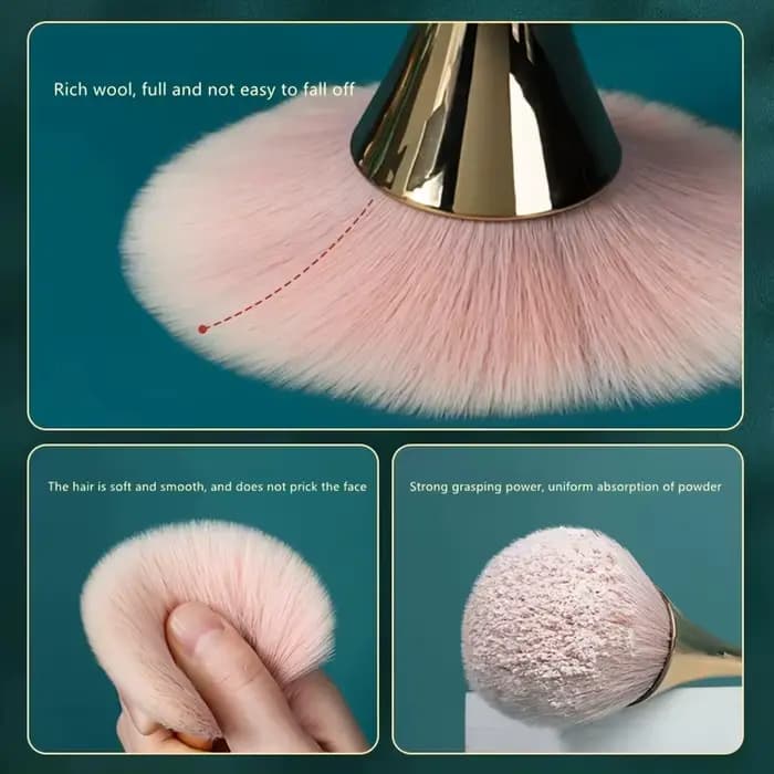 Pinceau de maquillage en forme d'éventail rose doré