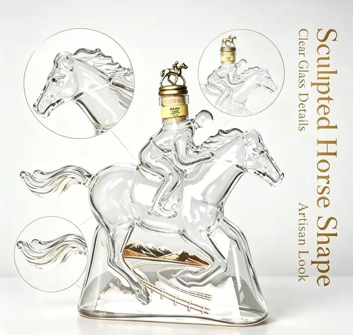 Carafe à vin fantaisie en forme de cheval, en verre artisanal, pour whisky, vodka, brandy, décoration de bar haut de gamme, cadeau pour les amateurs de vin