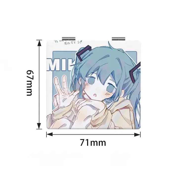 Hatsune-Miroir de Maquillage Pliable à Deux Faces pour Femme