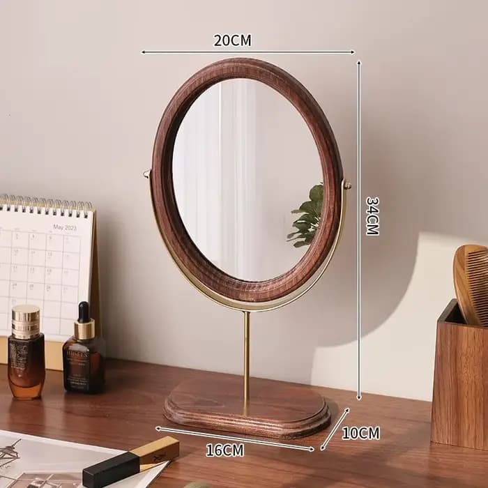 Miroir de courtoisie décoratif rétro en bois de style chinois