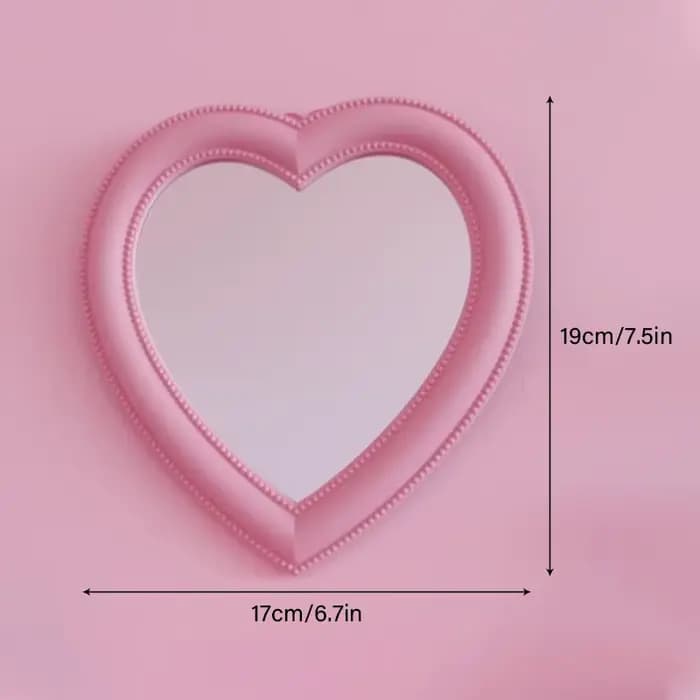 Miroir cosmétique décoratif de célébrité Web, cœur de fille, dortoir étudiant
