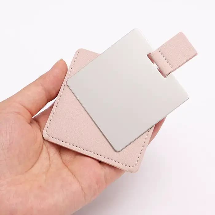 Miroir de poche compact en acier inoxydable