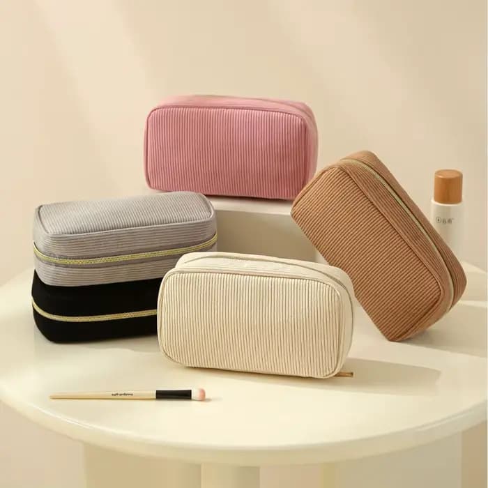 Nouvelle trousse de maquillage minimaliste en velours côtelé