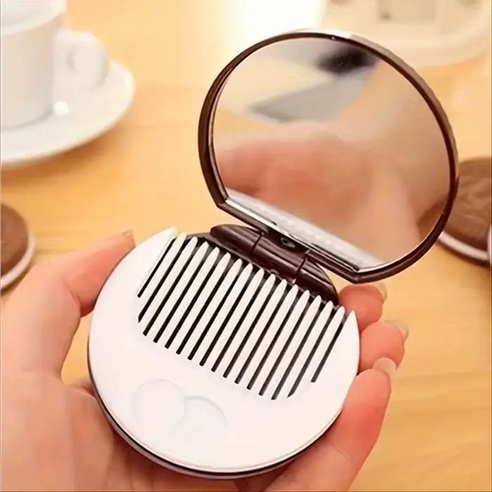 Petit miroir circulaire pliable portable