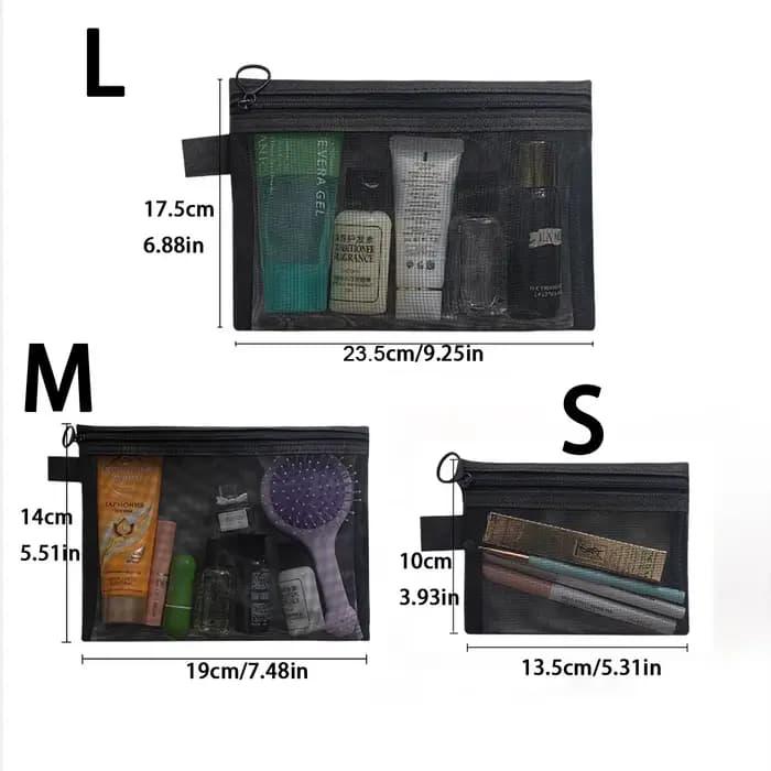 Sacs à cosmétiques transparents en maille pour femmes