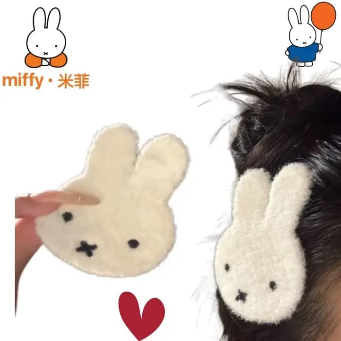 Pince à cheveux Miffy en peluche mignonne - Fixateur de frange pour fille