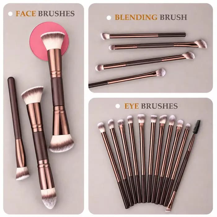 Ensemble de pinceaux de maquillage de voyage avec étui