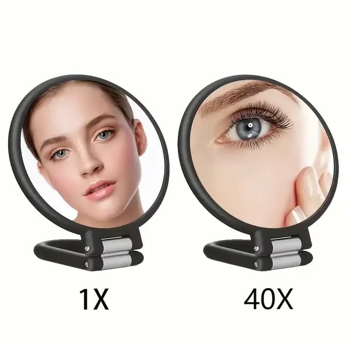 Miroir portatif double face à grossissement 40X avec 360 ° Support réglable et étui de voyage