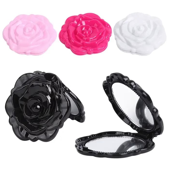 Miroir de maquillage double face en forme de rose