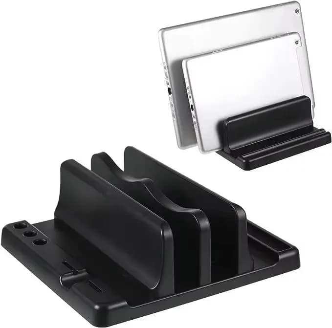 Support vertical pour ordinateur portable en ABS, permettant de gagner de la place sur le bureau, facile à placer, accessoires informatiques, largeur réglable, rangement pour bureau